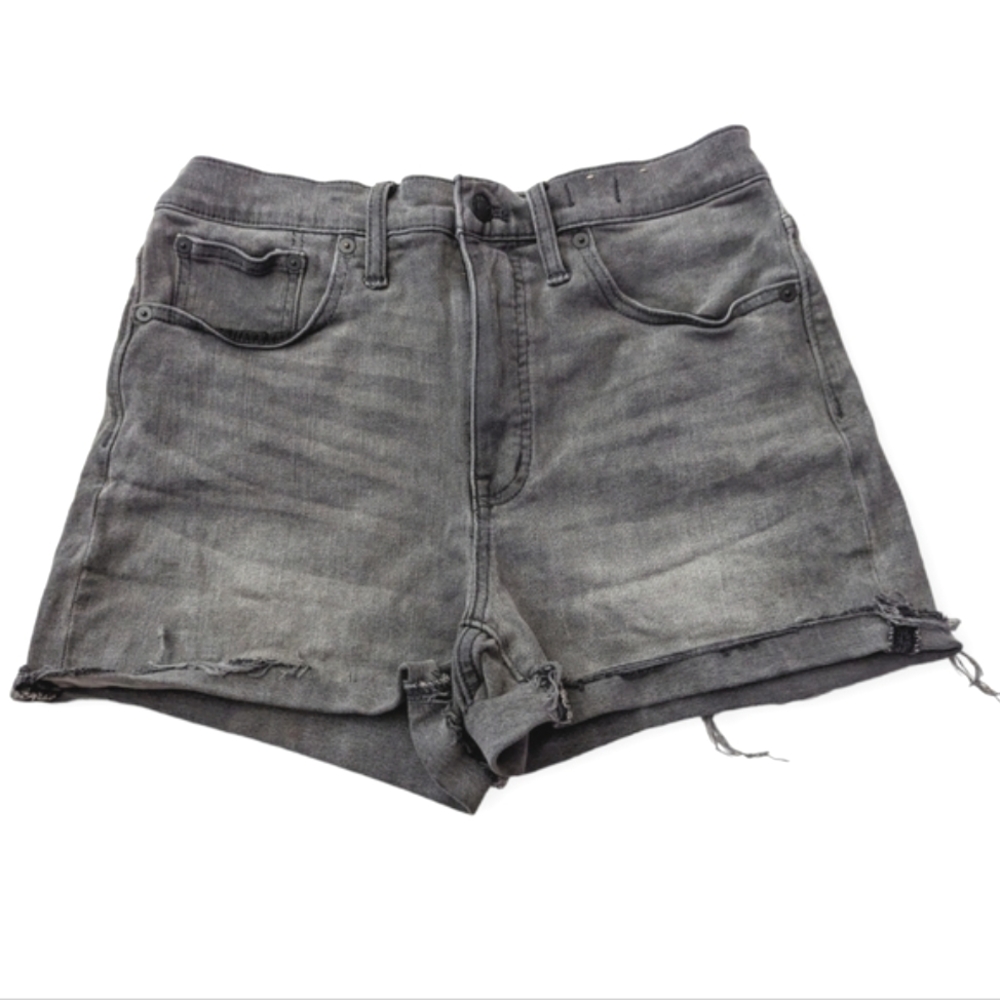 Madewell High-Rise Denim Shorts Raw Hem Size 27 Charcoal Gray Jean Shorts